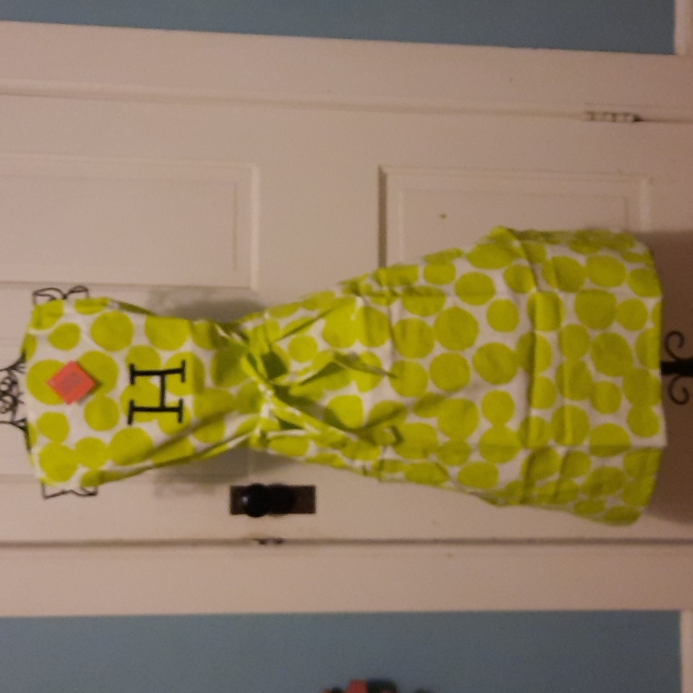 Embroidered Lime Green Polk-A-Dot Cotton Chef Kitchen Apron Cook Baker Chef